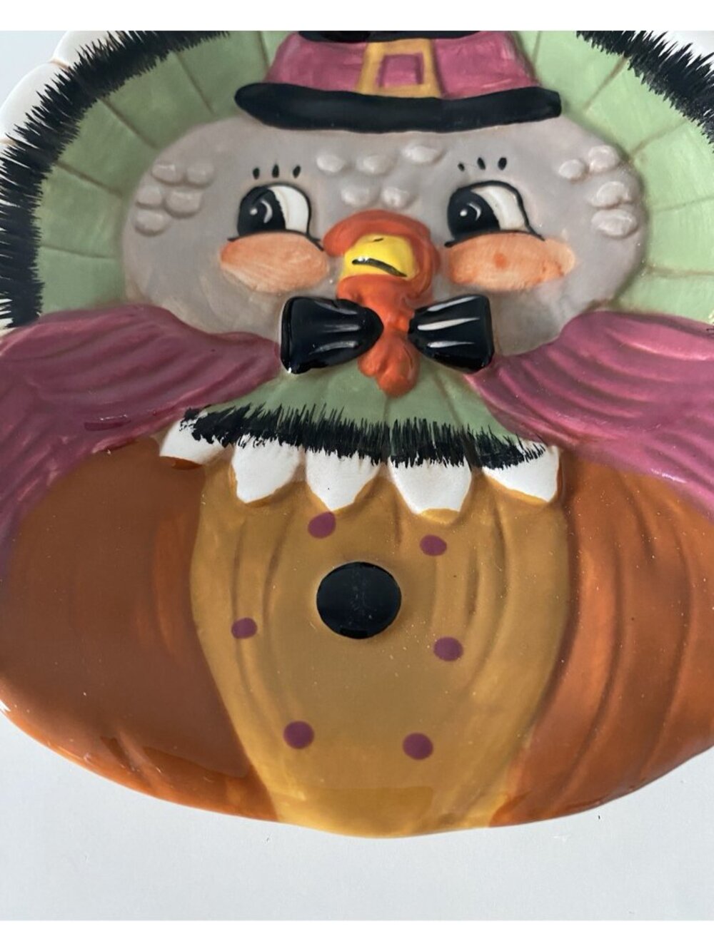 Johanna Parker Fall Thanksgiving Turkey Pilgrim Hat Ceramic Spoon Rest NEW - Picture 3 of 8